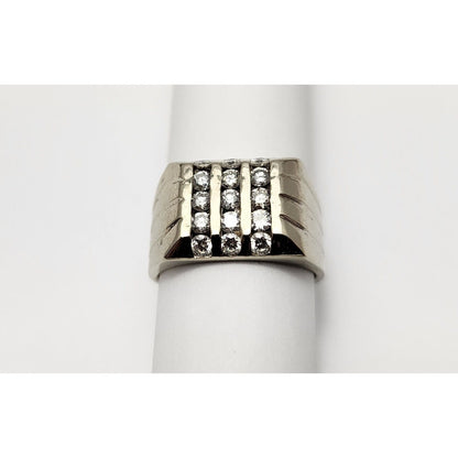 14K White Gold Diamond Men's Ring