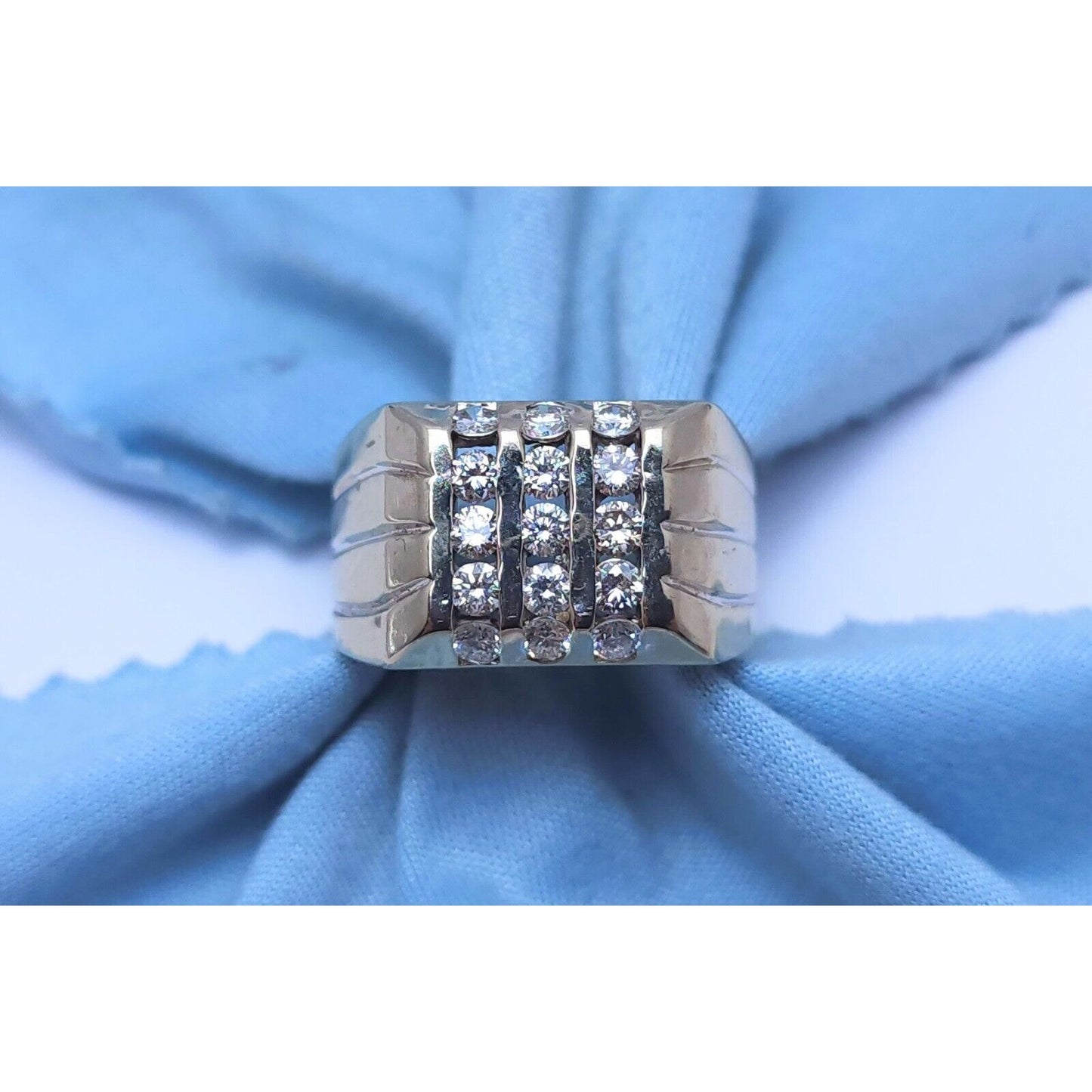 14K White Gold Diamond Men's Ring