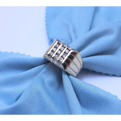 14K White Gold Diamond Men's Ring