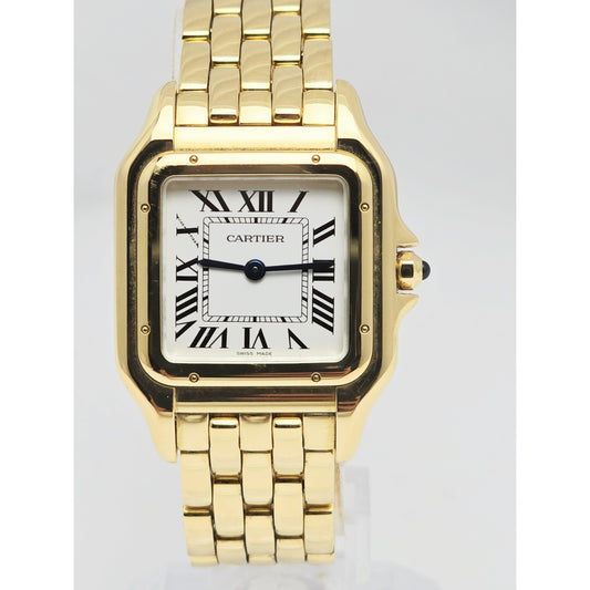 Cartier Panthere 18k Yellow Gold 27mm Silver Roman Dial WGPN0009 4014 Watch