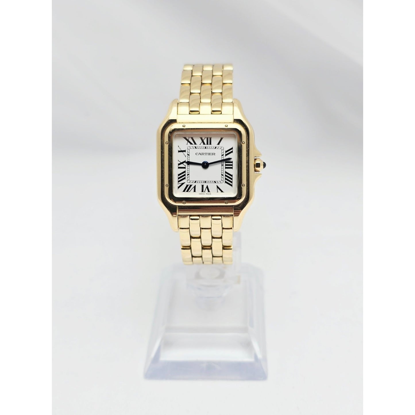 Cartier Panthere 18k Yellow Gold 27mm Silver Roman Dial WGPN0009 4014 Watch