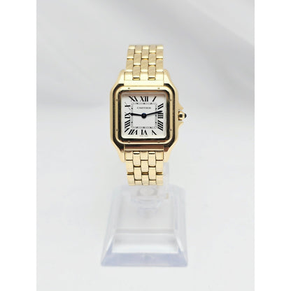 Cartier Panthere 18k Yellow Gold 27mm Silver Roman Dial WGPN0009 4014 Watch