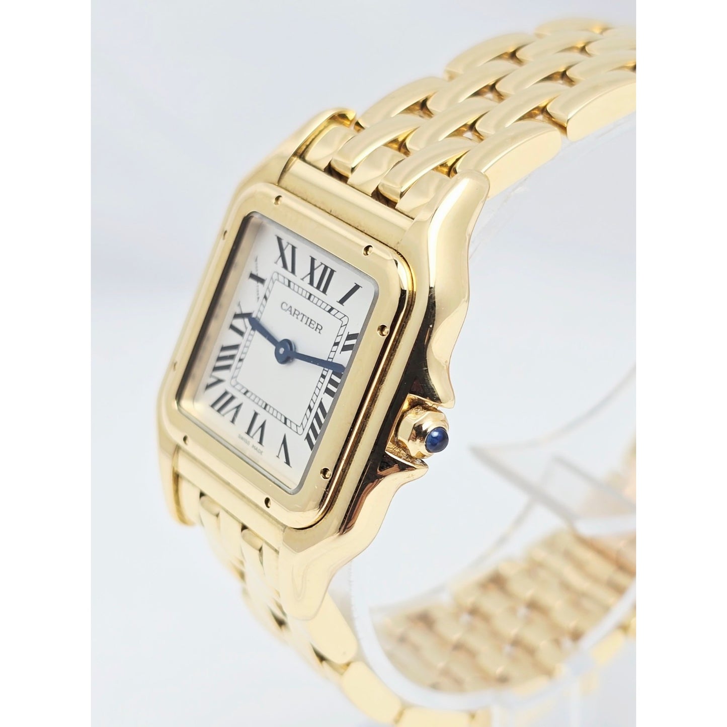 Cartier Panthere 18k Yellow Gold 27mm Silver Roman Dial WGPN0009 4014 Watch