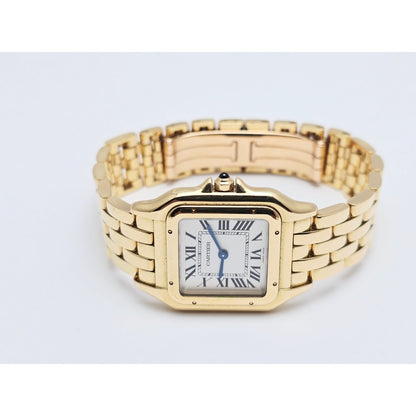 Cartier Panthere 18k Yellow Gold 27mm Silver Roman Dial WGPN0009 4014 Watch