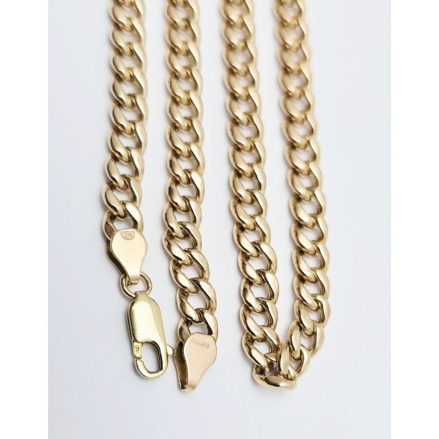 10K Yellow Gold Cuban Link Chain Necklace Italy