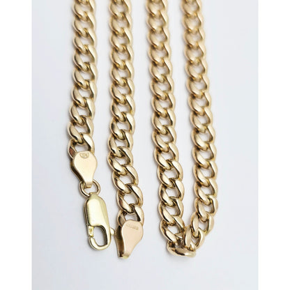 10K Yellow Gold Cuban Link Chain Necklace Italy