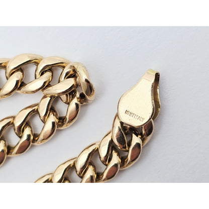 10K Yellow Gold Cuban Link Chain Necklace Italy