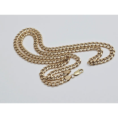 10K Yellow Gold Cuban Link Chain Necklace Italy