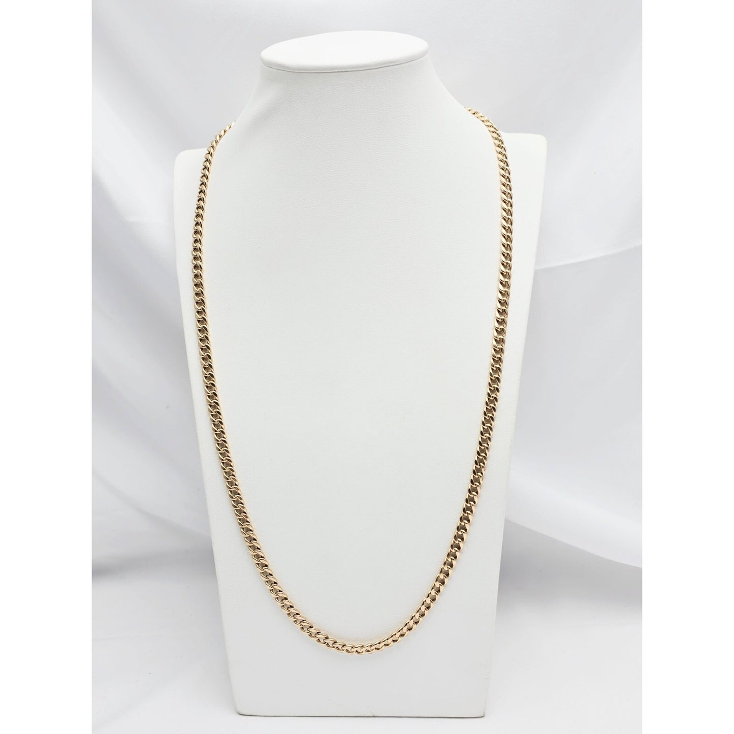 10K Yellow Gold Cuban Link Chain Necklace Italy