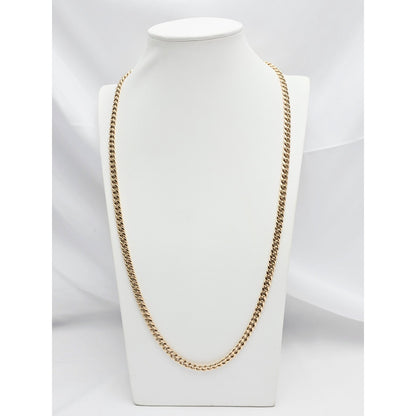 10K Yellow Gold Cuban Link Chain Necklace Italy