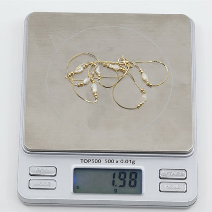 14K Yellow Gold Pearl Cobra Bead/Ball Link Chain Necklace