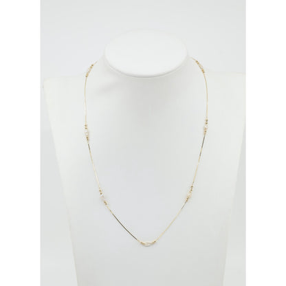 14K Yellow Gold Pearl Cobra Bead/Ball Link Chain Necklace