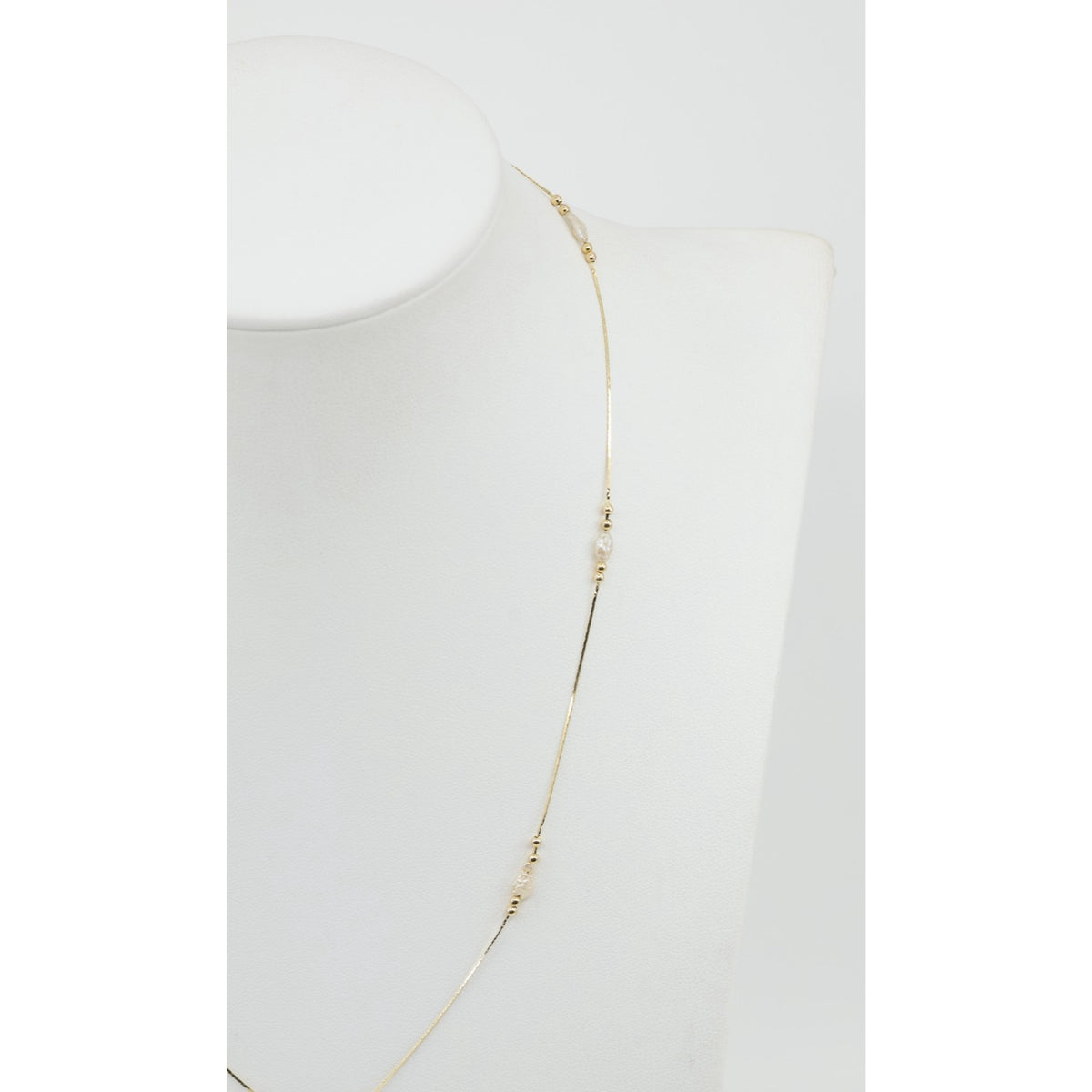 14K Yellow Gold Pearl Cobra Bead/Ball Link Chain Necklace