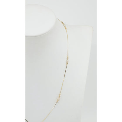 14K Yellow Gold Pearl Cobra Bead/Ball Link Chain Necklace