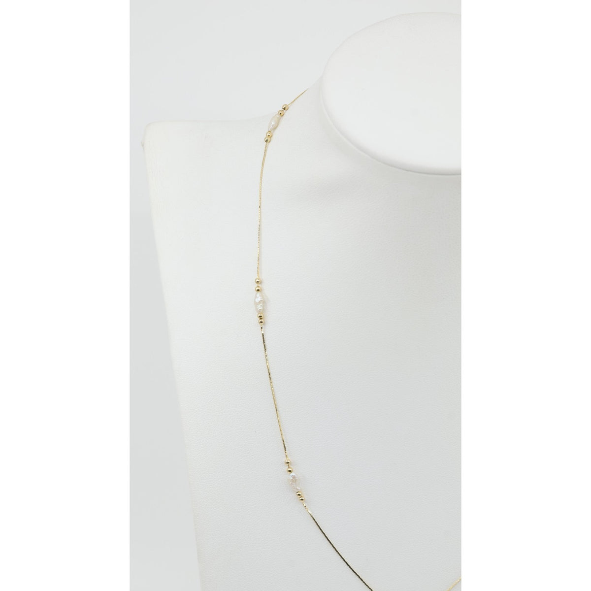 14K Yellow Gold Pearl Cobra Bead/Ball Link Chain Necklace