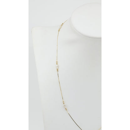14K Yellow Gold Pearl Cobra Bead/Ball Link Chain Necklace