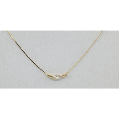 14K Yellow Gold Pearl Cobra Bead/Ball Link Chain Necklace