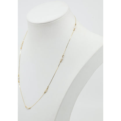 14K Yellow Gold Pearl Cobra Bead/Ball Link Chain Necklace