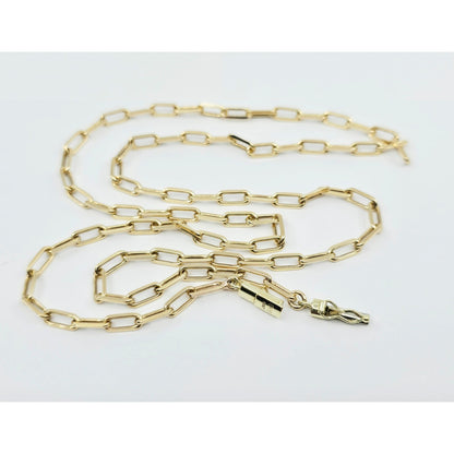 14K Yellow Gold Rectangular Paperclip Link Chain