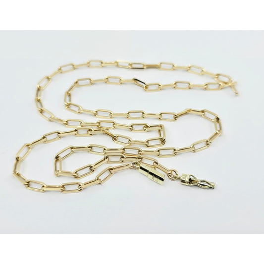 14K Yellow Gold Rectangular Paperclip Link Chain