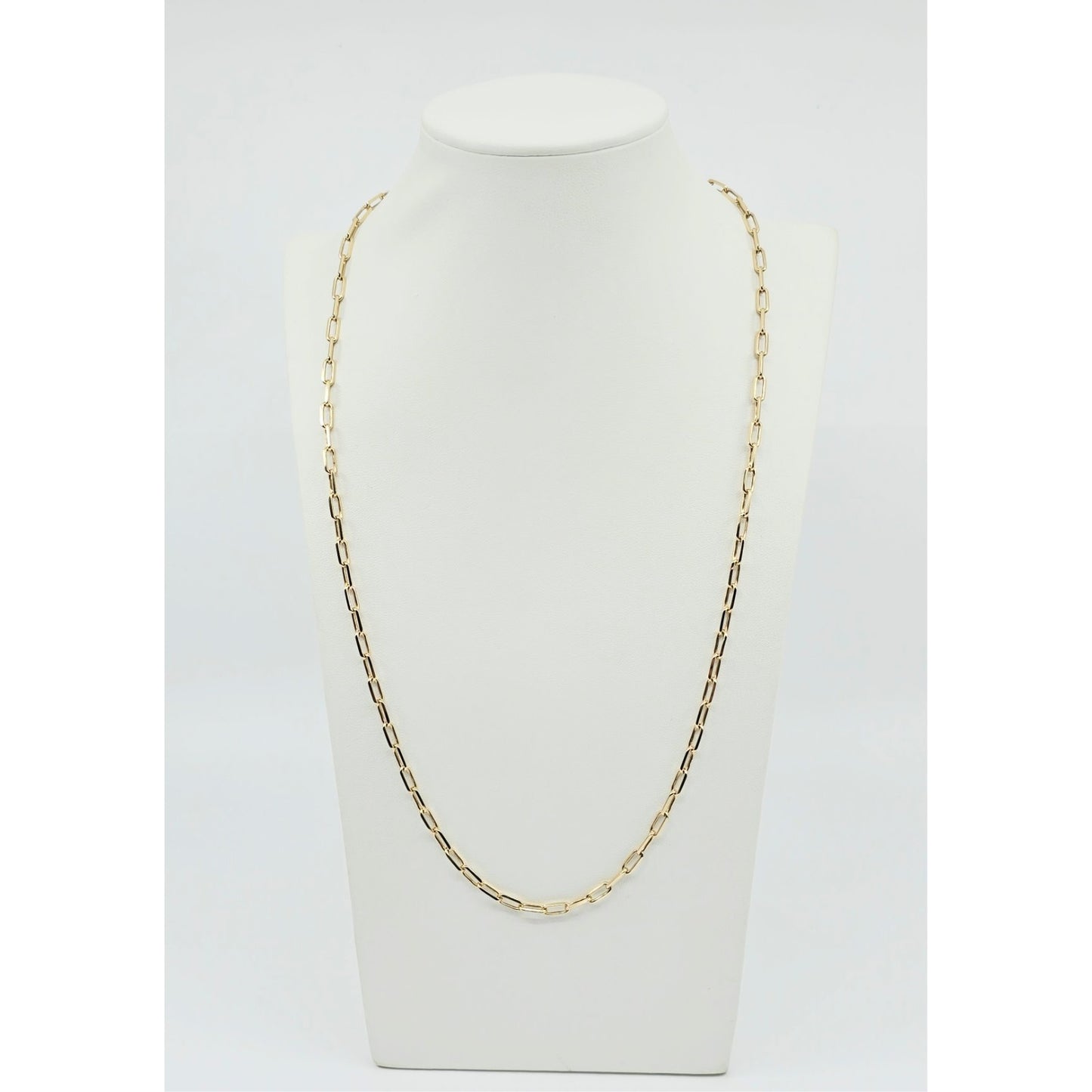 14K Yellow Gold Rectangular Paperclip Link Chain