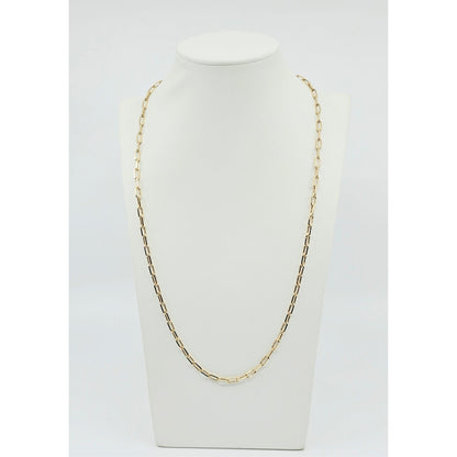 14K Yellow Gold Rectangular Paperclip Link Chain