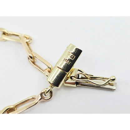 14K Yellow Gold Rectangular Paperclip Link Chain