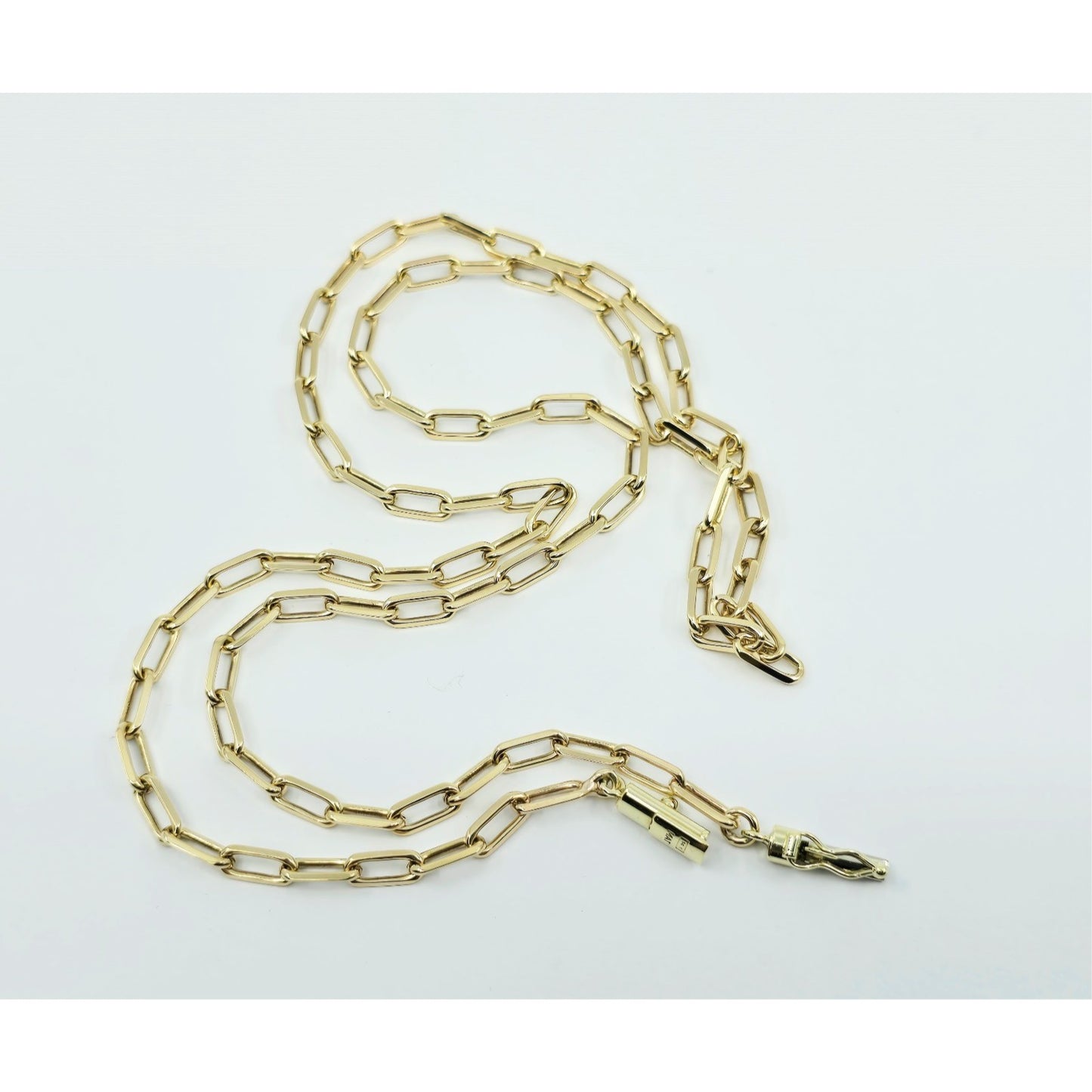 14K Yellow Gold Rectangular Paperclip Link Chain