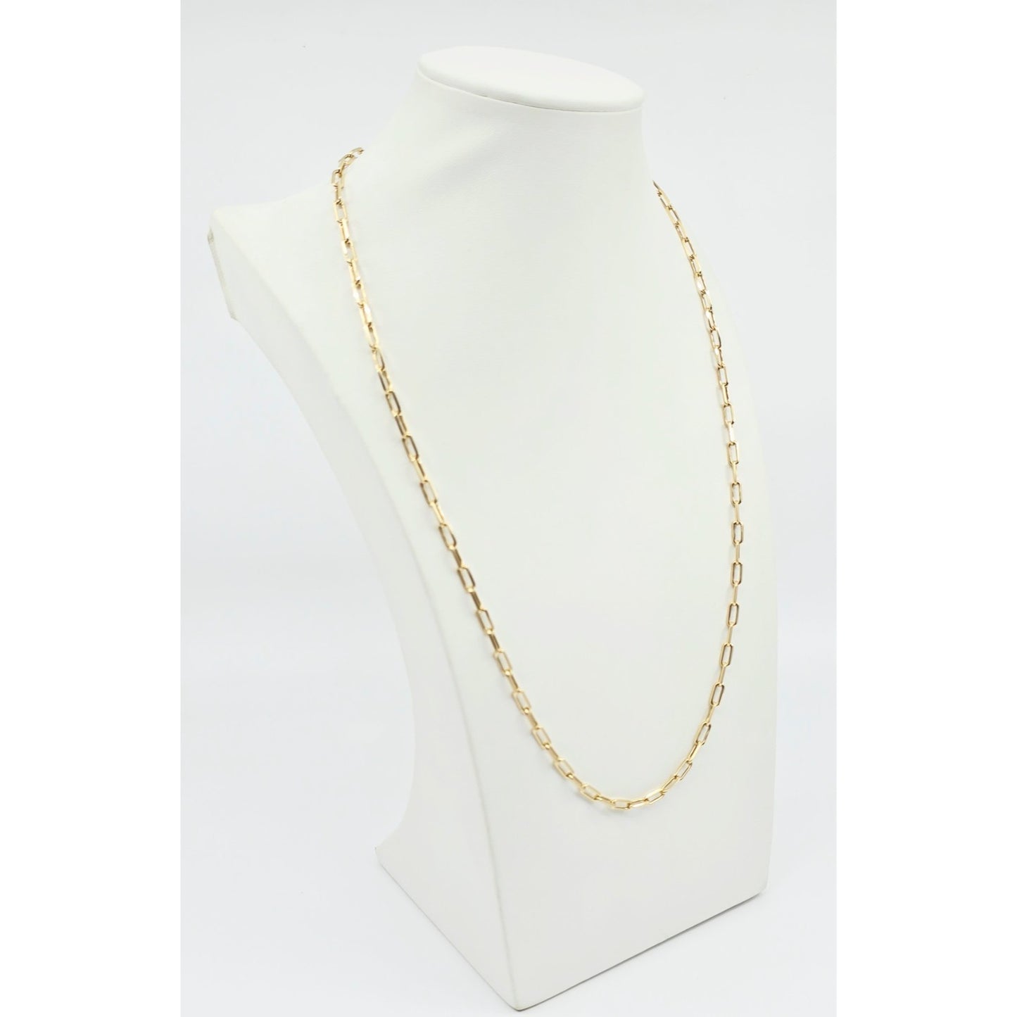 14K Yellow Gold Rectangular Paperclip Link Chain