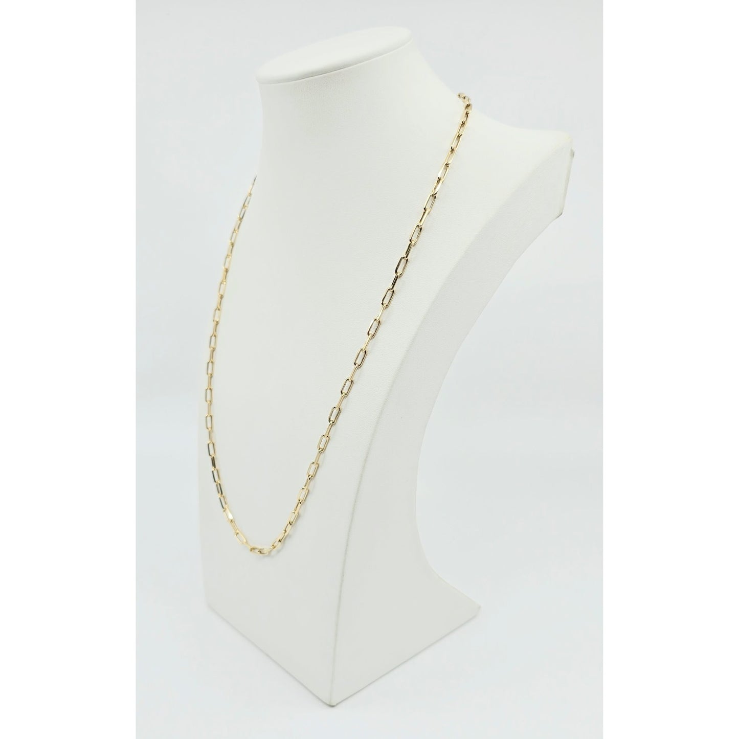 14K Yellow Gold Rectangular Paperclip Link Chain