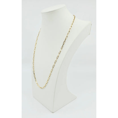 14K Yellow Gold Rectangular Paperclip Link Chain