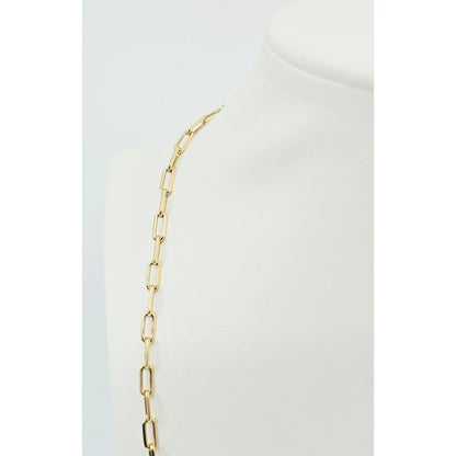 14K Yellow Gold Rectangular Paperclip Link Chain