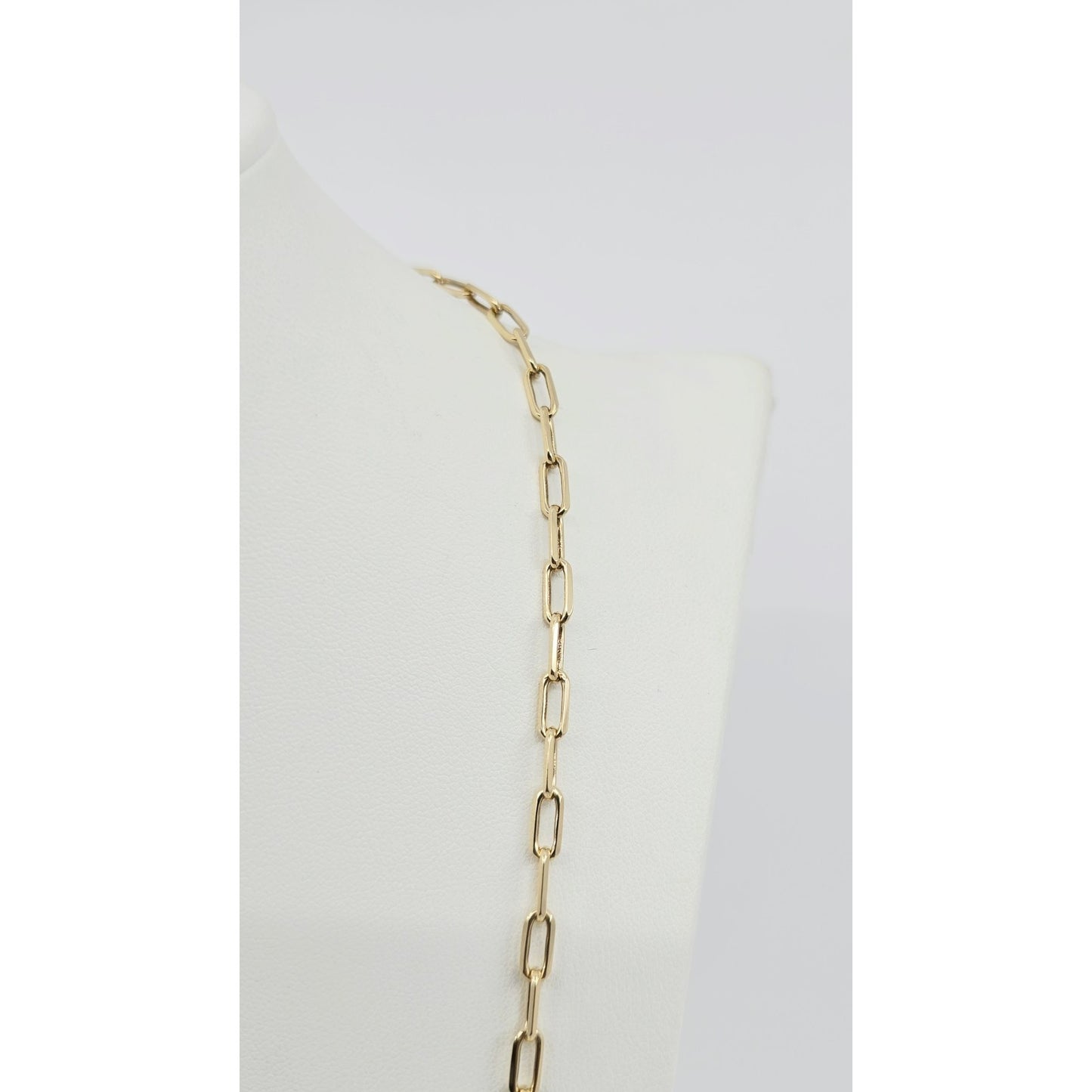 14K Yellow Gold Rectangular Paperclip Link Chain