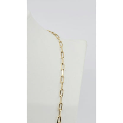 14K Yellow Gold Rectangular Paperclip Link Chain