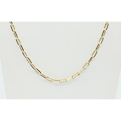 14K Yellow Gold Rectangular Paperclip Link Chain