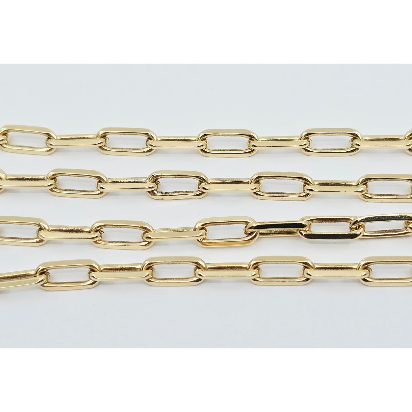14K Yellow Gold Rectangular Paperclip Link Chain