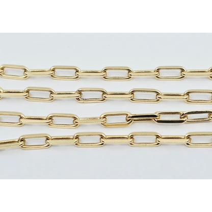 14K Yellow Gold Rectangular Paperclip Link Chain