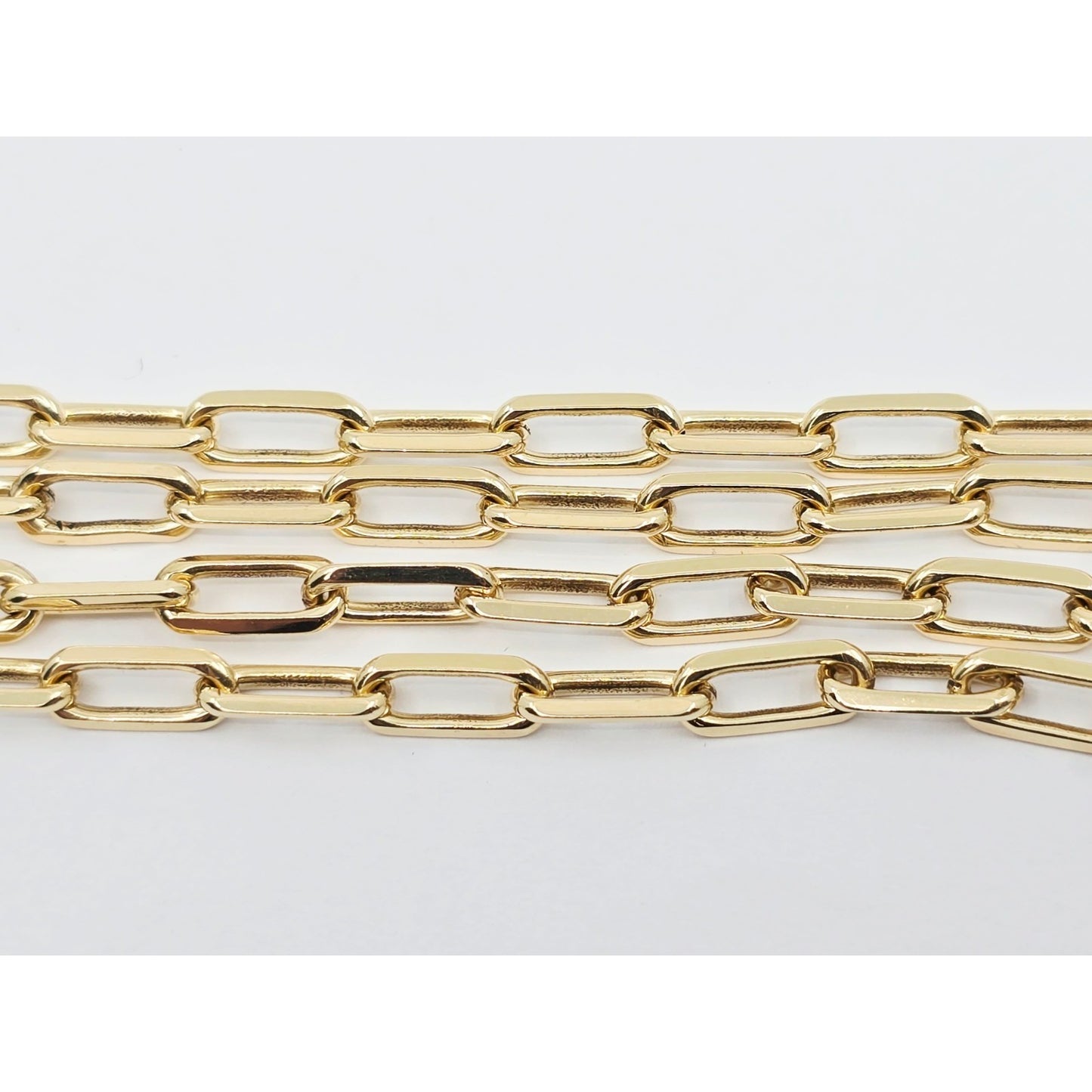 14K Yellow Gold Rectangular Paperclip Link Chain