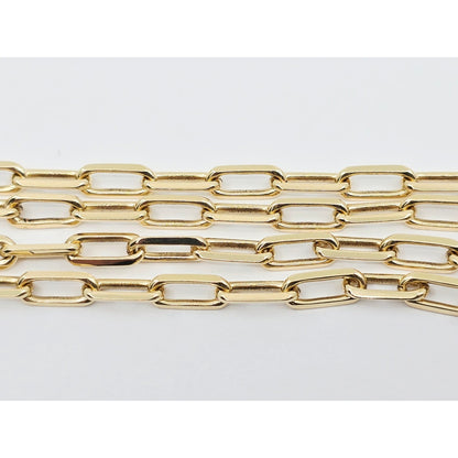 14K Yellow Gold Rectangular Paperclip Link Chain