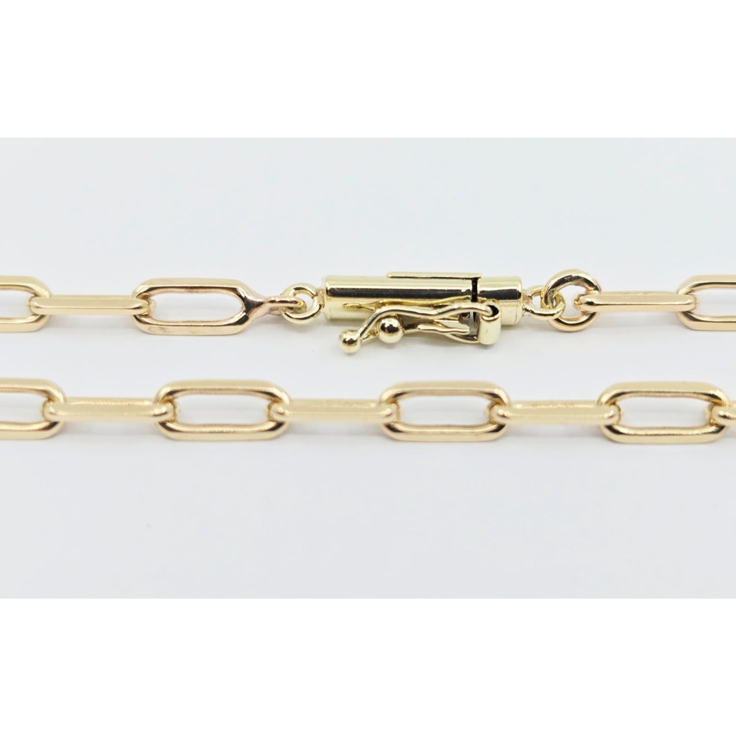 14K Yellow Gold Rectangular Paperclip Link Chain
