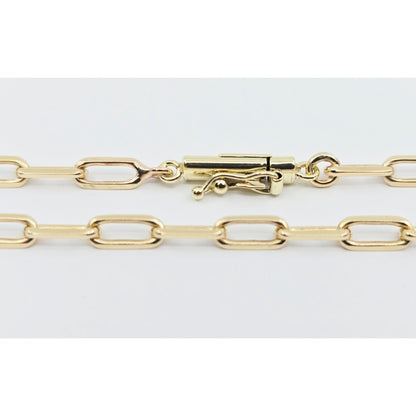 14K Yellow Gold Rectangular Paperclip Link Chain