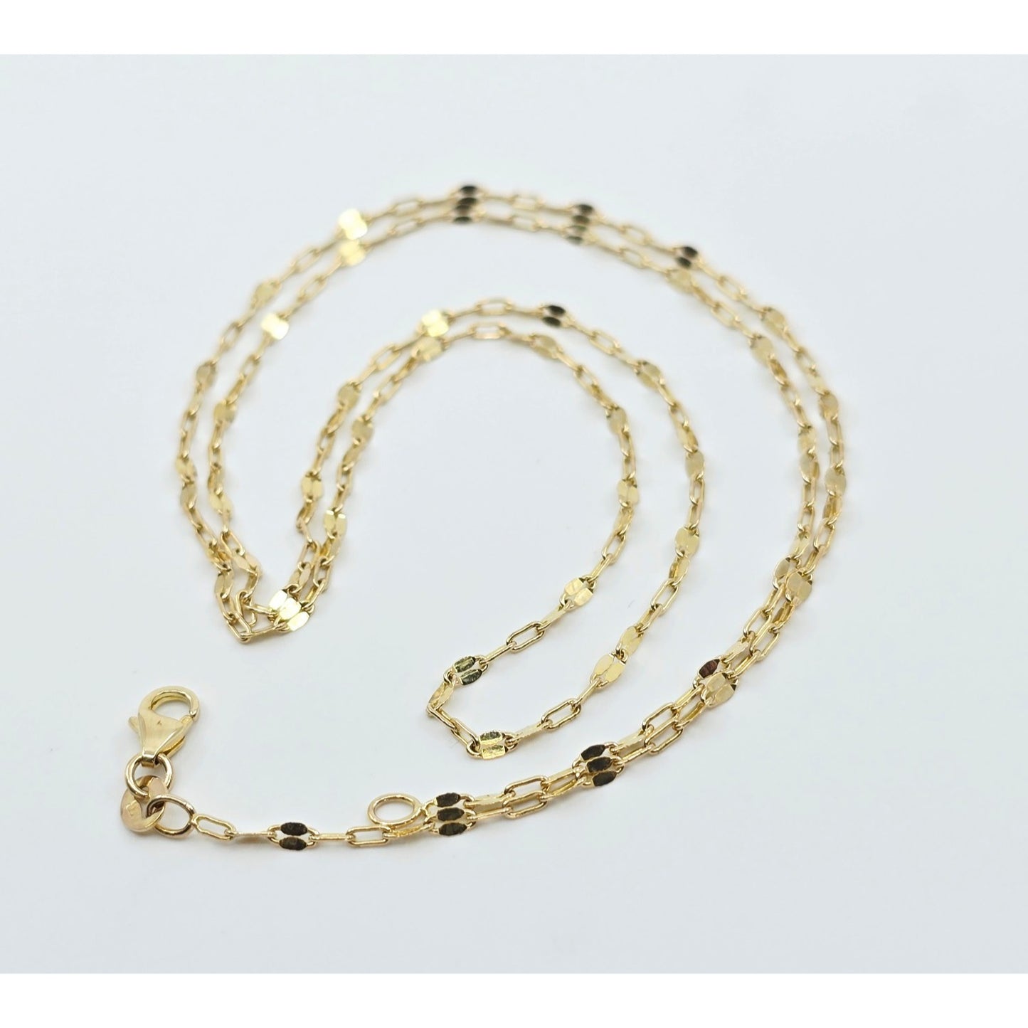 14K Yellow Gold Mirror Anchor Cable Link Chain Necklace