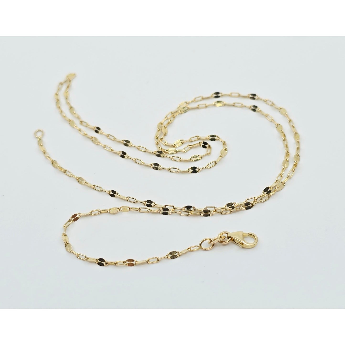 14K Yellow Gold Mirror Anchor Cable Link Chain Necklace