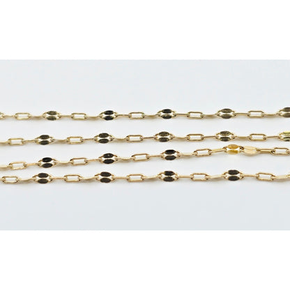 14K Yellow Gold Mirror Anchor Cable Link Chain Necklace