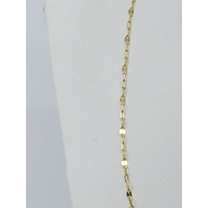 14K Yellow Gold Mirror Anchor Cable Link Chain Necklace