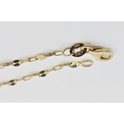 14K Yellow Gold Mirror Anchor Cable Link Chain Necklace