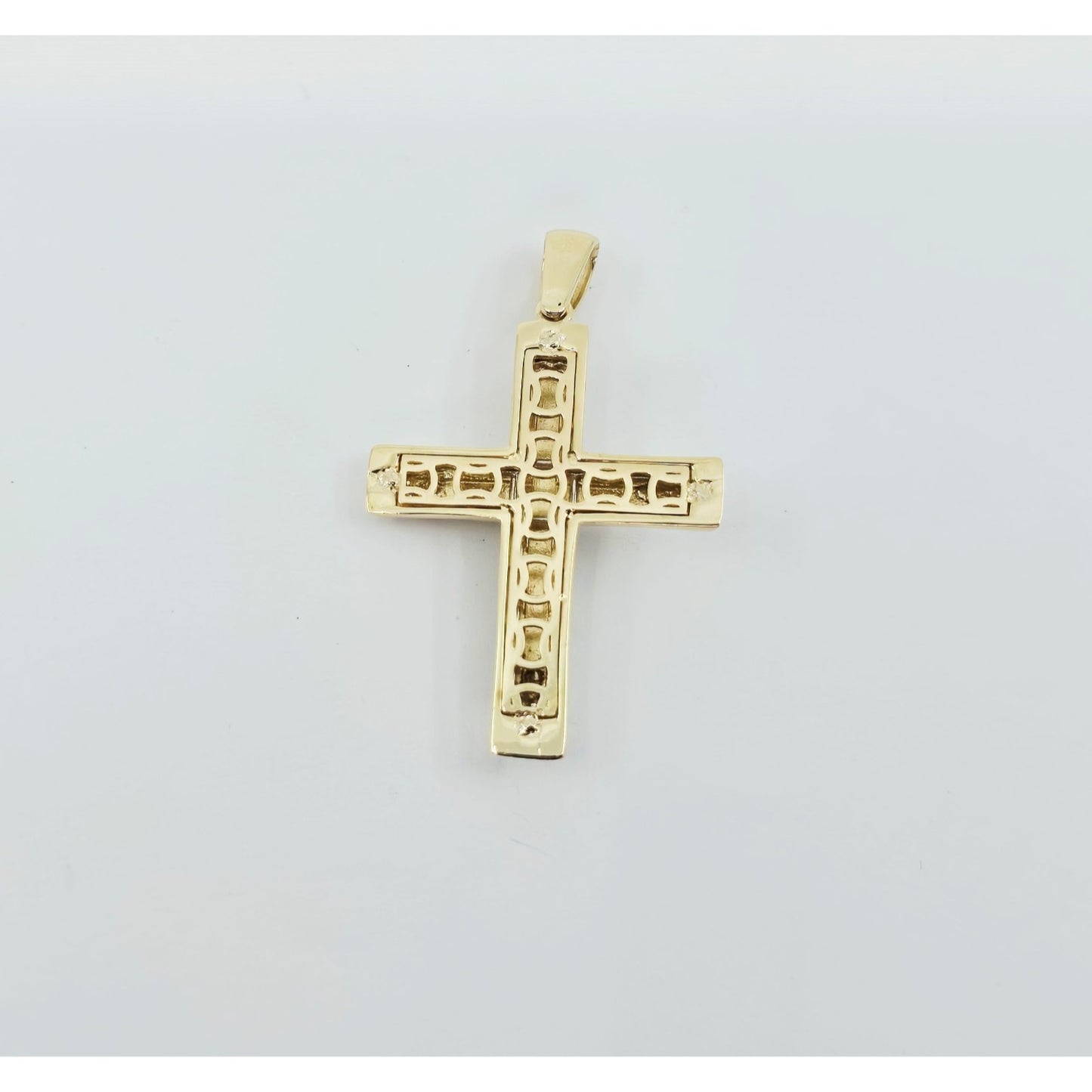 14K Two Tone Gold Jesus on Cross Pendant Charm