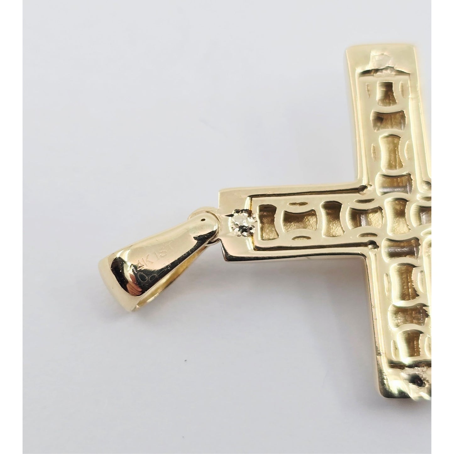 14K Two Tone Gold Jesus on Cross Pendant Charm