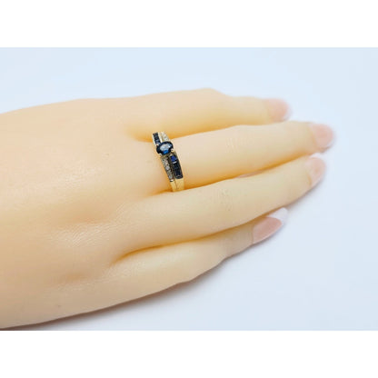 Vintage 8K Yellow Gold Blue Spinel & Diamond Ring