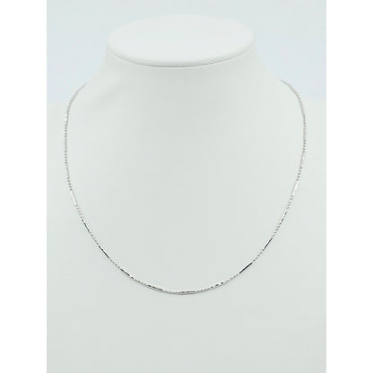 14K White Gold Bead & Bar Link Chain Necklace